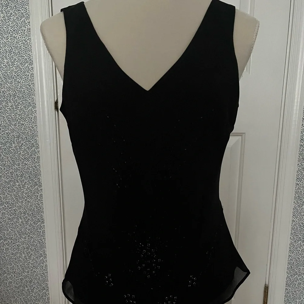 Black Silk Sequined Top - Picture 1 of 9